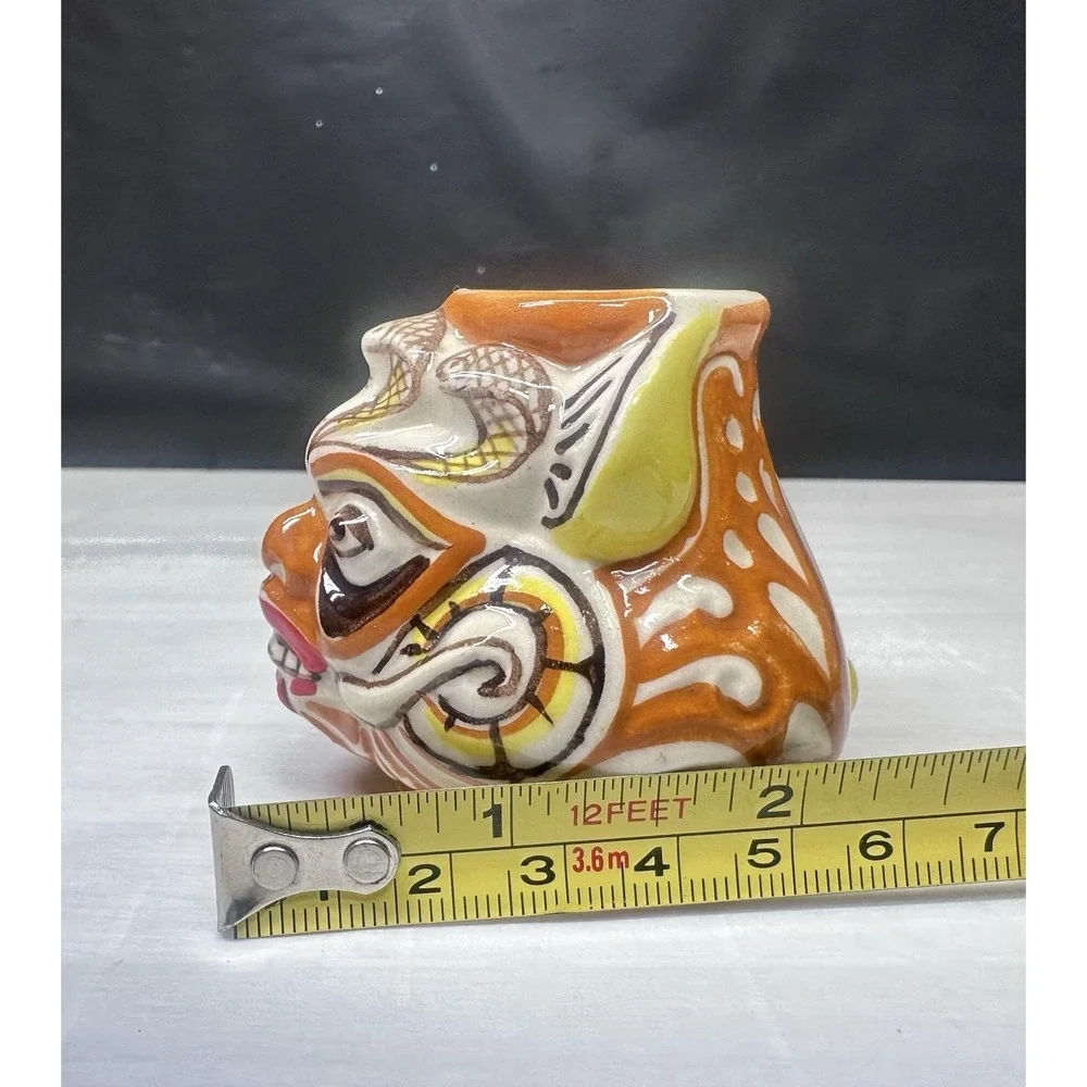 Vintage Lakpigan Mini Face Vase Sri Lanka Ceylon Folk Art Pottery 2